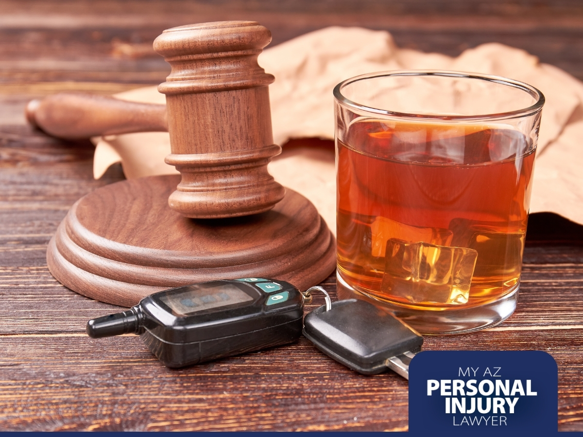 Arizona DUI Accident With Alcohol, Car Keys, and Gavel